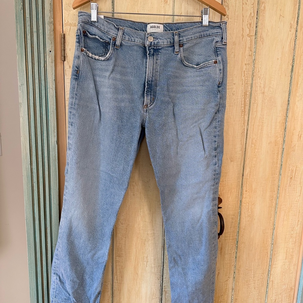 Agolde straight cropped blue jeans